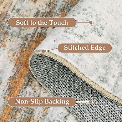 Garvee Machine Washable Non Slip Backing Foldable Area Rug for Living Room Bedroom