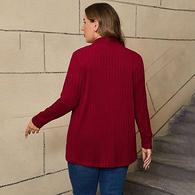 Womens Plus Size Open Front Cardigan Lightweight Long Sleeve Sweaters Tops Fall Coat Outerwear