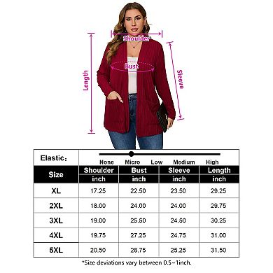 Womens Plus Size Open Front Cardigan Lightweight Long Sleeve Sweaters Tops Fall Coat Outerwear