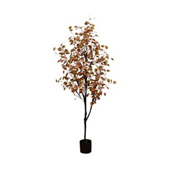 6Ft Artificial Eucalyptus Tree in Plastic Nursery Pot, Autumn Eucalyptus Artificial Tree