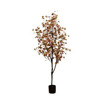 6Ft Artificial Eucalyptus Tree in Plastic Nursery Pot, Autumn Eucalyptus Artificial Tree