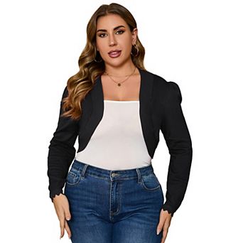 Women Plus Size Women's 3/4 Sleeve Open Front Knit Cropped Bolero Shrug Cardigan Sweater for Women