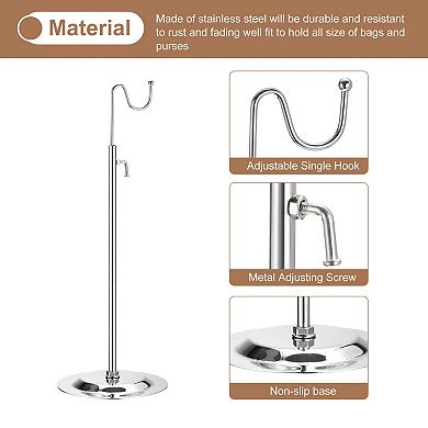 Purse Display Stand Adjustable Tabletop Single Hook Handbag Rack Stainless Steel Bag Holder