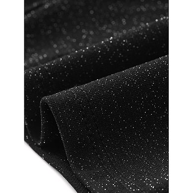 Glitter Top for Women's Mock Neck Keyhole Mesh Clubewear Sparkly Crop Top