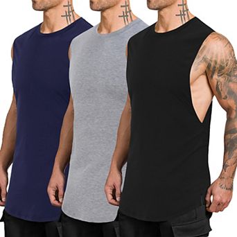 3 Pack Mens Muscle Tank Tops Quick Dry Sleeveless Cut Off Shirts Bodybuilding Gym Workout Shirt