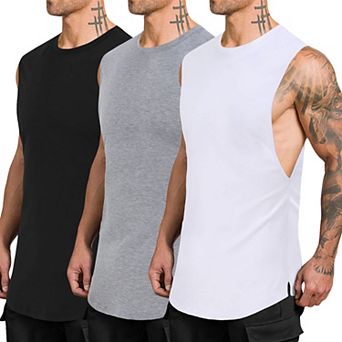 3 Pack Mens Muscle Tank Tops Quick Dry Sleeveless Cut Off Shirts Bodybuilding Gym Workout Shirt