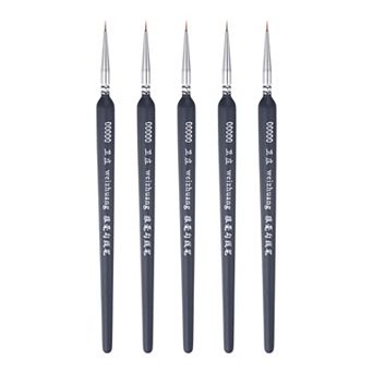 5 pc Detail Paint Brushes 3mm Nylon Hair Miniature Painting Brush for Watercolor Oil Acrylic