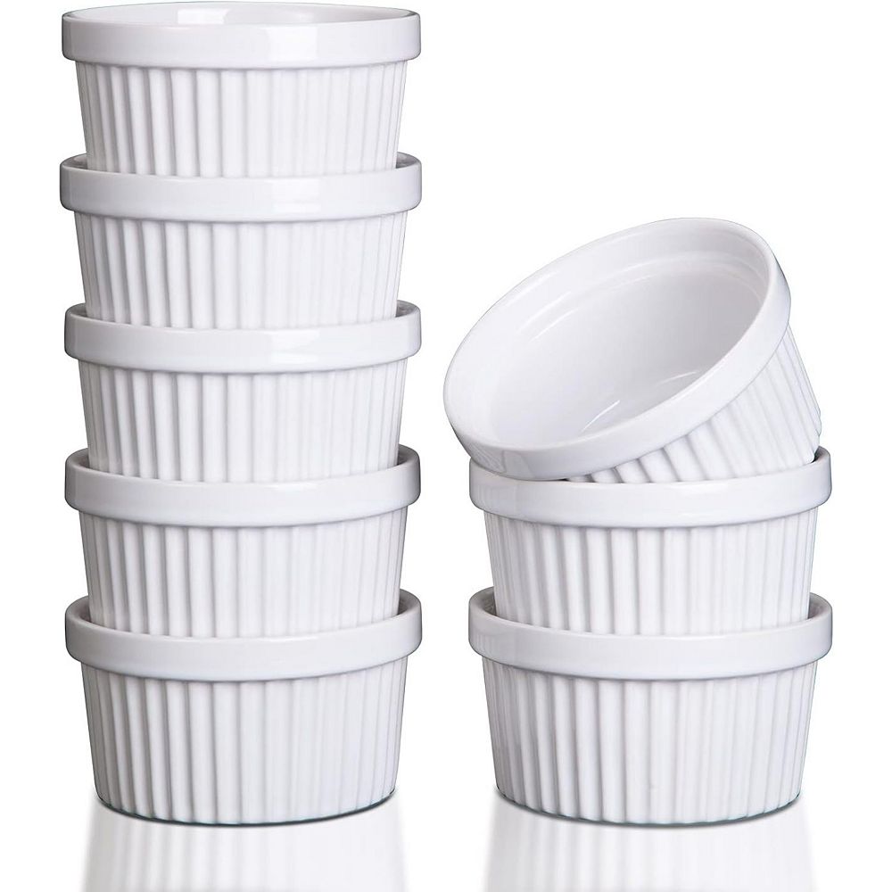 homEdge Porcelain Ramekins Set with Lid, 240 ml / 8 Fl Ounces Ice Cream Bowl, Creme Brûlée Ramekins Soufflé Cup for Baking, Set of 6 Assorted Color