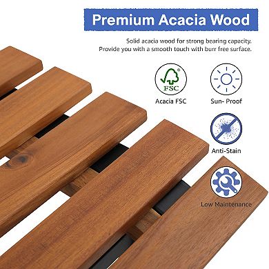 Wood and Steel Outdoor Patio Bench