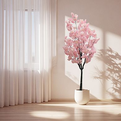 5FT Artificial Cherry Blossom Tree, Floral Plant Blooming Tree, Artificial Plants for Home Office