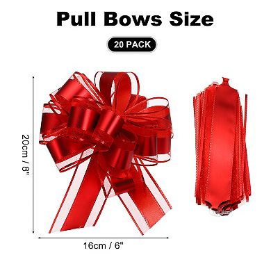 20pcs Pull Bows 6.3 Inches Wide Large Organza Ribbon Gift Bows for Gift Wrapping Gift Baskets