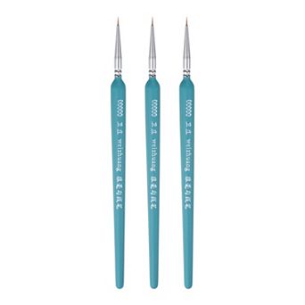 3 pc Detail Paint Brushes 3mm Nylon Hair Miniature Painting Brush for Watercolor Oil Acrylic