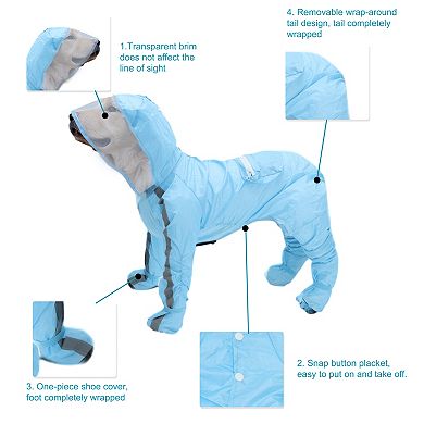 Dog Raincoat, Full Coverage Small Dog Raincoat, Waterproof with Four-Leg Protection 1 Pc