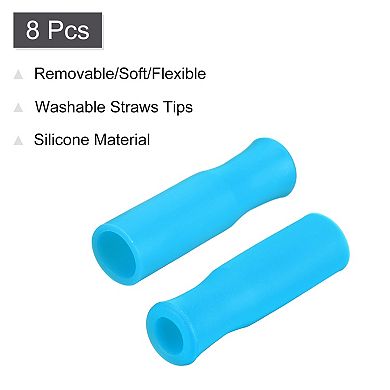 8pcs Silicone Straw Tips, Metal Straw Covers, Fit for 1/3 Inch OD Stainless Steel Straws