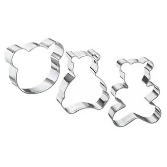 3 pc Bear Cookie Cutter Set, Stainless Steel Bear Face Cookie Cutters Fondant Biscuit Cutters