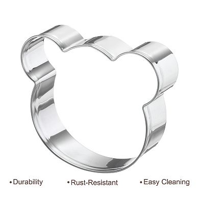 3pcs Bear Cookie Cutter Set, Stainless Steel Bear Face Cookie Cutters Fondant Biscuit Cutters