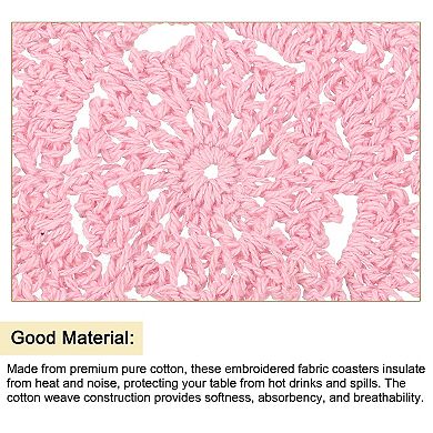 Crochet Doilies, 4Pcs 4" Cotton Woven Fabric Coasters, Lace Round Handmade Coasters