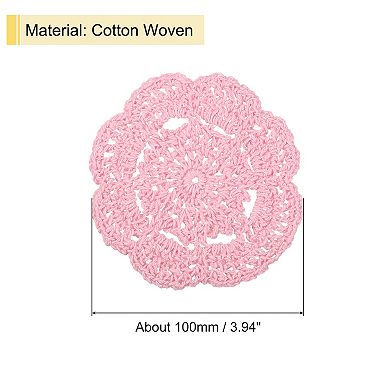 Crochet Doilies, 4Pcs 4" Cotton Woven Fabric Coasters, Lace Round Handmade Coasters