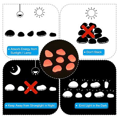 Glow Rocks, Glow Pebbles Decoration in the Dark Luminous Stones Decor DIY Decorative for Garden