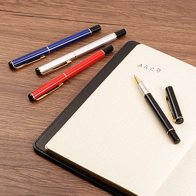 135mm Metal Ballpoint Pen, 6 Pack Medium Point 1mm Black Ink Gel Pens Smooth Writing