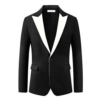 Business Suit Jackets for Men's Peak Lapel Classic Single Breasted Sports Coats Suit Jackets