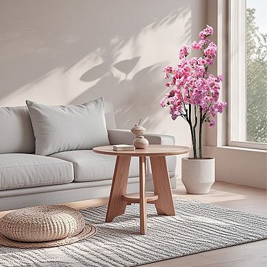 5FT Artificial Cherry Blossom Tree,Decorative Cherry Blossom Silk Tree in Pot, Double Pole