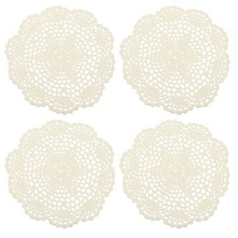 Crochet Doilies, 4 pc 8" Handmade Crochet Cotton Coaster, Round Lace Placemats