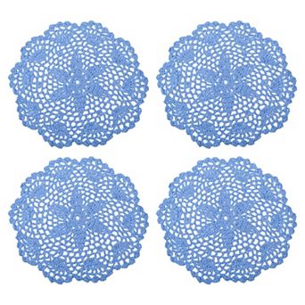 Crochet Doilies, 4 pc 8" Handmade Crochet Cotton Coaster, Round Lace Placemats