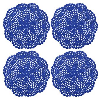 Crochet Doilies, 4 pc 8" Handmade Crochet Cotton Coaster, Round Lace Placemats