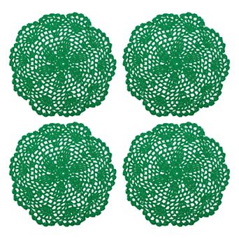 Crochet Doilies, 4 pc 8" Handmade Crochet Cotton Coaster, Round Lace Placemats