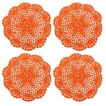 Crochet Doilies, 4 pc 8" Handmade Crochet Cotton Coaster, Round Lace Placemats