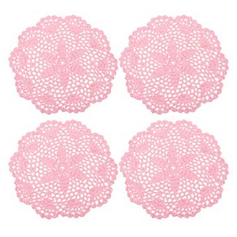 Crochet Doilies, 4 pc 8" Handmade Crochet Cotton Coaster, Round Lace Placemats