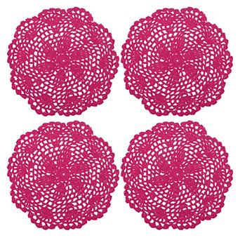 Crochet Doilies, 4 pc 8" Handmade Crochet Cotton Coaster, Round Lace Placemats