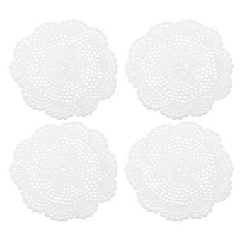 Crochet Doilies, 4 pc 8" Handmade Crochet Cotton Coaster, Round Lace Placemats