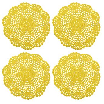 Crochet Doilies, 4 pc 8" Handmade Crochet Cotton Coaster, Round Lace Placemats