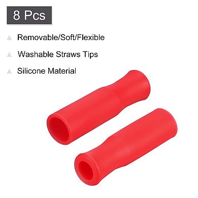8pcs Silicone Straw Tips, Metal Straw Covers, Fit for 1/4 Inch OD Stainless Steel Straws