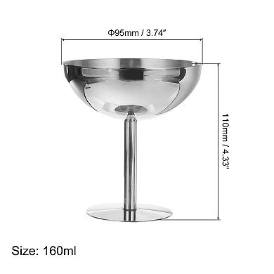 Stainless Steel Martini Cocktail Glasses, 1 Pc 16oz Unbreakable Martini Glasses, Metal Shatter Proof