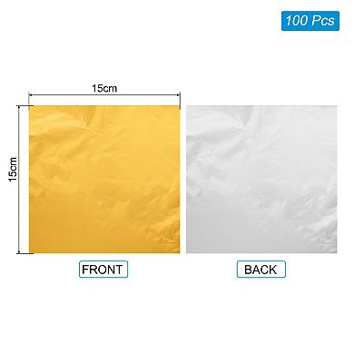 100pcs Foil Candy Wrappers, 6 x 6 Inch Chocolate Bar Wrappers, Aluminum Foil Paper