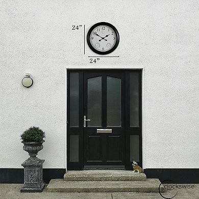 24-inch Outdoor Wall Clock Thermometer Combo, Waterproof Hygrometer Silent Battery Operated Clocks