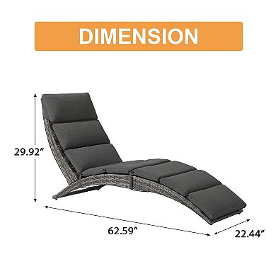 Folding Patio Outdoor Chaise Lounge with cushions