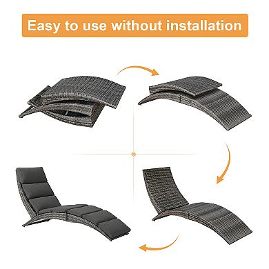 Folding Patio Outdoor Chaise Lounge with cushions