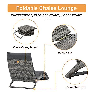 Folding Patio Outdoor Chaise Lounge with cushions