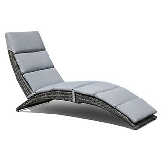 Folding Patio Outdoor Chaise Lounge with cushions