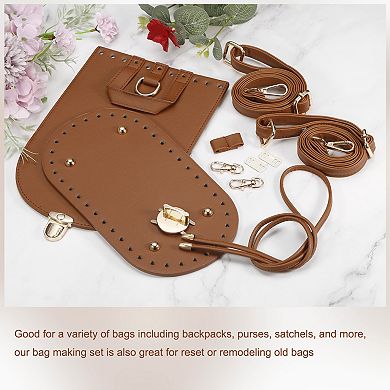 Leather Purse Making Kit, 5 Pcs DIY PU Leather Bag Backpack Making Set Bag Bottom, Shoulder Strap