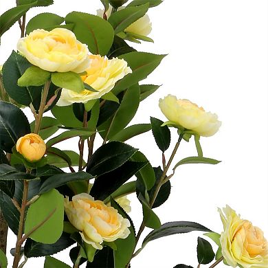 2Pcs 3ft Artificial Camellia Tree Faux Camellia Plant in Pot for Home