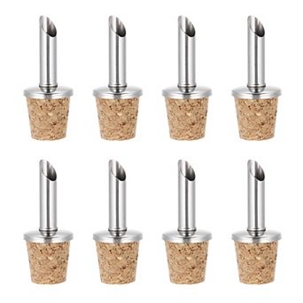 8 pc Stainless Steel Bottle Pourers, Olive Oil Cork Dispenser Pourers, Wine Bottle Stoppers
