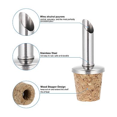 8Pcs Stainless Steel Bottle Pourers, Olive Oil Cork Dispenser Pourers, Wine Bottle Stoppers