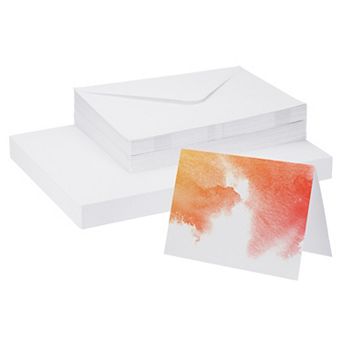 50 Sets Pure Cotton Watercolor Cards 140lb/300 GSM Postcards with Envelopes for Art Painting