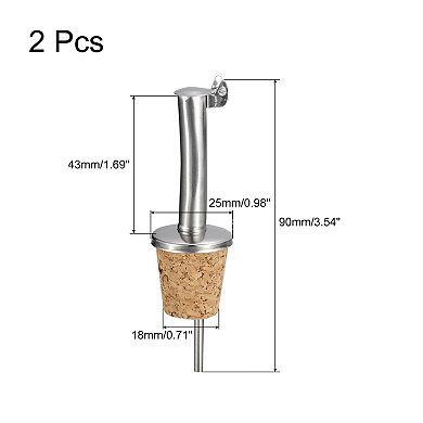 Stainless Steel Bottle Pourers, 2 Pcs Auto Flip Olive Oil Spout, Cork Design Wine Bottle Stoppers