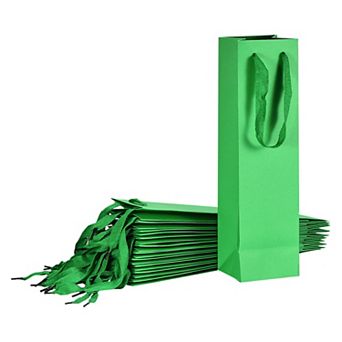 Wine Bags, 24 pc 4 x 4 x 14 in Wine Gift Bags with Handles Paper Wine Tote Bag